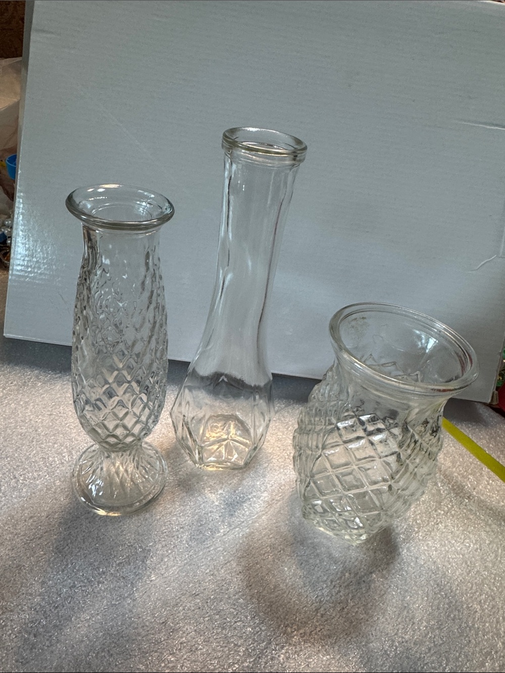 Clear Glass Decorative Bud Vases - Set of 3